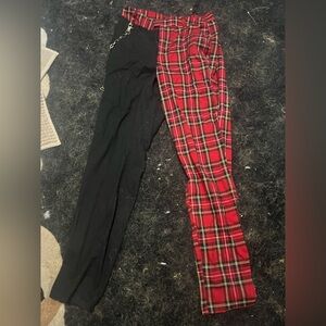 Split leg Red Plaid Pants Hot Topic
